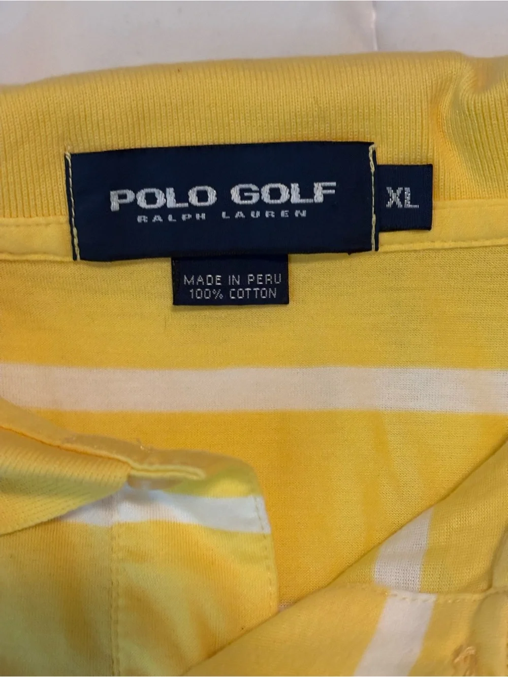 Ralph Lauren Yellow & White Striped Polo with Green Pony
